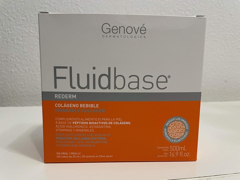 Fluidbase® Rederm Trinkbare Collagen 20 Beutel mit je 25 ml. Colágeno Bebible