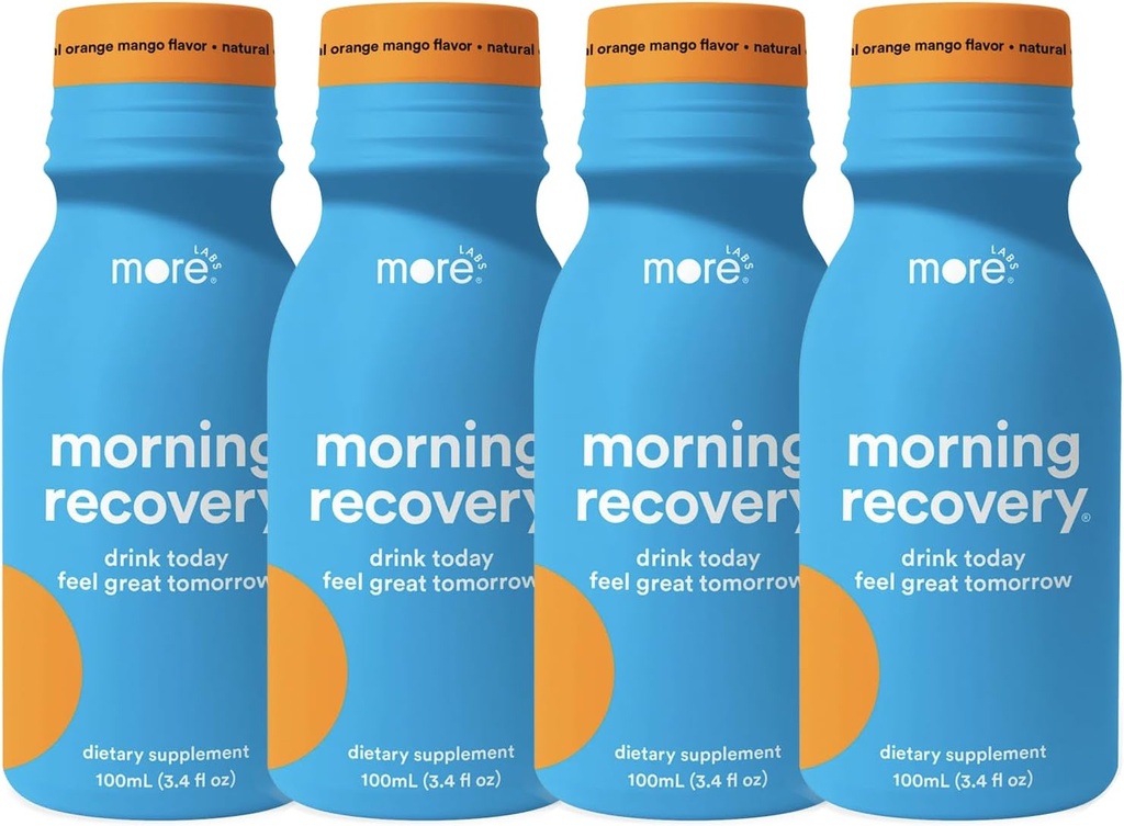 Mehr Labs Morning Recovery Orange Mango Flavor Elektrolyt & Milchdistel trinken 4 Pack | Hydrate während des Trinkens | Hochlösliche Flüssigkeit DHM