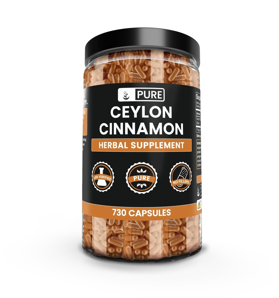 INGRÉDIENTS ORIGINAUX DE PURE Ceylan Cinnamon (730 Capsules) Pas de magnésium ou de poudre de riz, toujours pur, vérifié en laboratoire