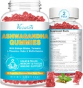 2 Pack Ashwagandha Gummis mit Turmeric GABA Mood Energy und Immununterstützung, Gemischte Berry Flavor 120 Cts