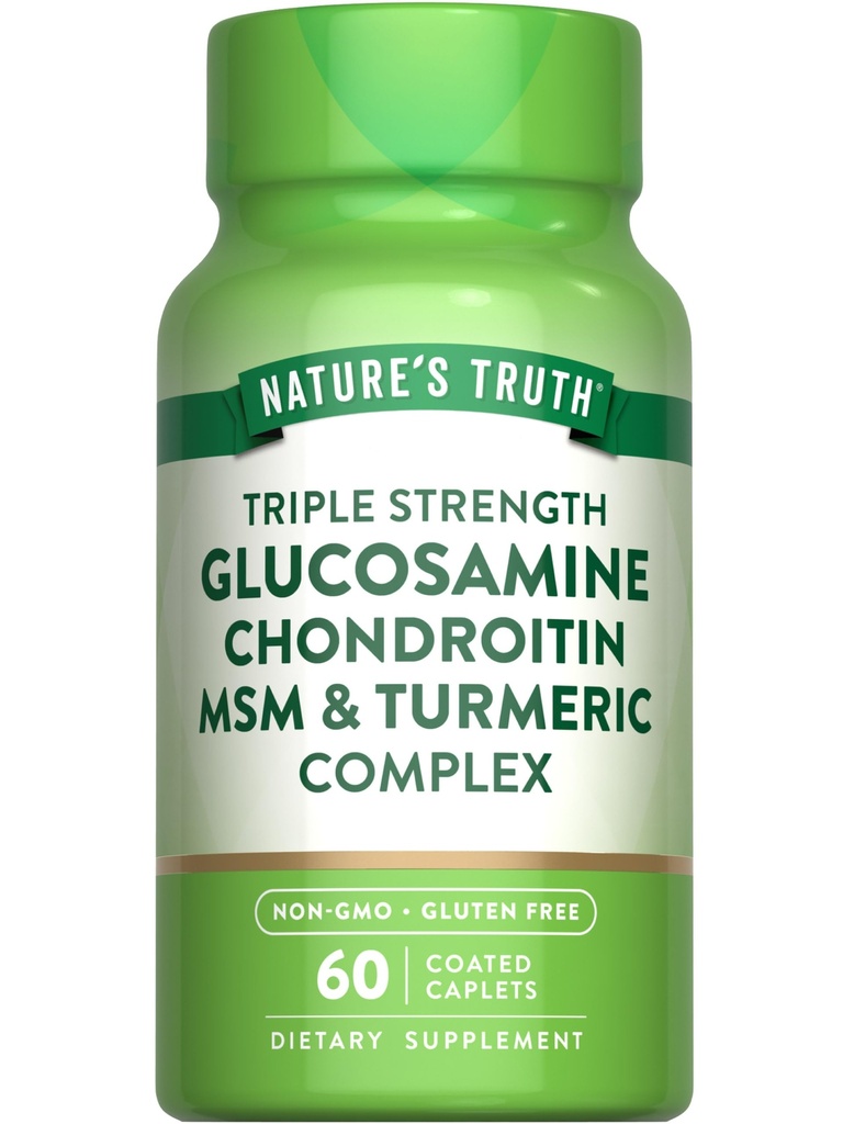 Nature's Truth Glucosamine Chondroitin MSM Complex | 60 Caplets | mit Turmeric | Triple Strength Formula | Non-GMO und glutenfreie Ergänzung