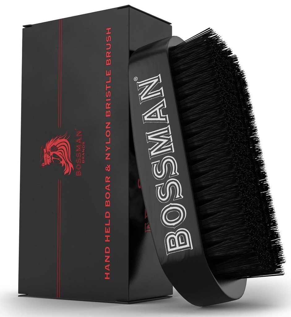 Bossman Bart Brush für Herren - Hand Held Boar & Nylon Bristle Brush - Detangling Brush für Bart und Haarpflege
