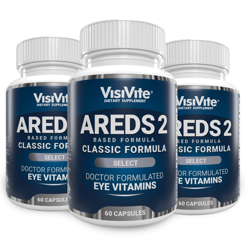 AREDS 2 Wählen Sie Augen Vitamine für Macular Support - Vitamine für Augen mit Zeaxanthin Plus Lutein Macular Supplement - Premium Macular Health Formula - Augenergänzungen - 60 Kapseln - (Pack von 3)