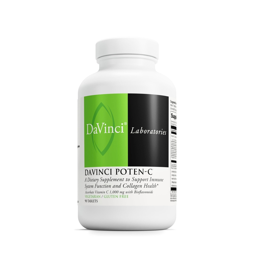 DAVINCI Labs Poten-C - Unterstützung Immunsystem Funktion & Collagen Gesundheit* - Vitamin C, Calcium, Magnesium, Zink, Kalium, Mangan und Bioflavonoide - Vegetarisch - Glutenfrei - 90 Tabletten