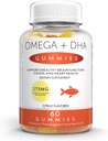 Burpless Fish Oil Gummis mit Omega 3 6 & 9 Plus DHA für Kinder & Erwachsene - Gehirn, Gedächtnis, Fokus und Immunität Booster - Non-GMO, Glutenfrei, Gelatin Kostenlos
