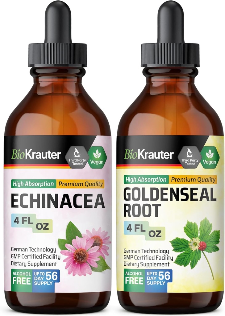 BIO KRAUTER Echinacea Tinktur 4 Fl. Oz. & Goldenseal Tinktur 4 Fl. Oz.