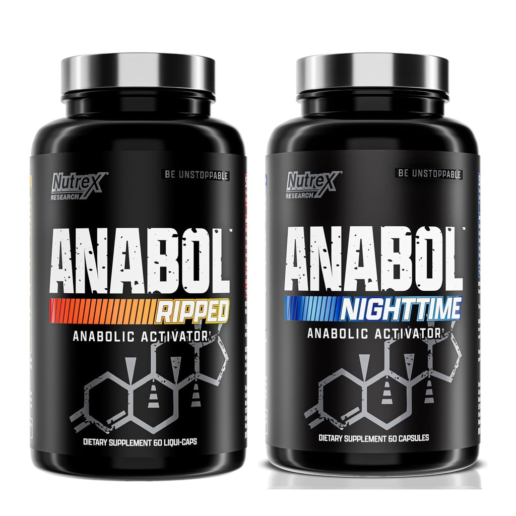 Nutrex Recherche Anabol Ripped & Nighttime PM Muscle Builder et Shredding Combo