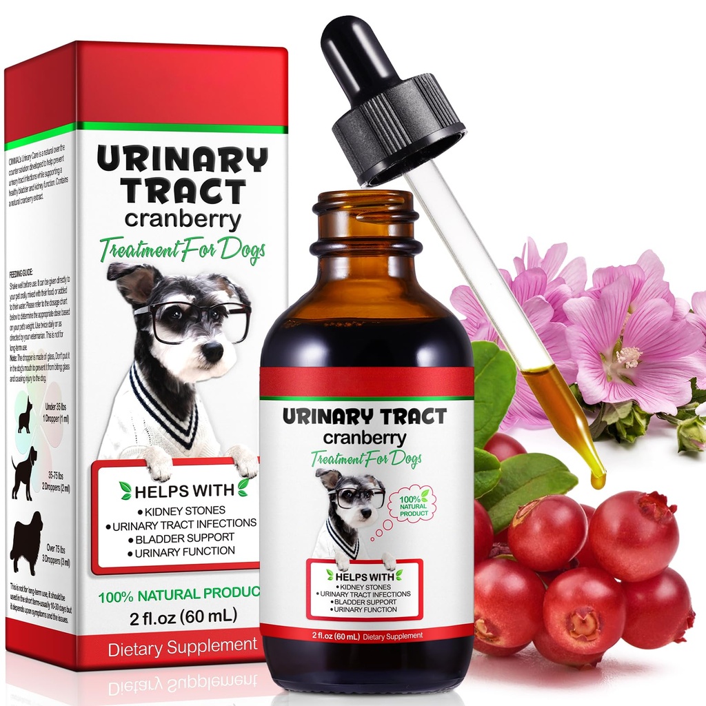 Urinär Trakt für Hunde, Hund Urinary Tract Infektion Behandlung mit Cranberry unterstützt Urinary Tract & Bladder, unterstützt Nierenstein & Hund UTI, Pet Supplement Cranberry Ergänzung für Hunde - 60 ml