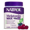 Natrol Melatonin 10mg Schlafhilfe-Ergänzung, 80 Count MelatoninMax Gummis, Blueberry Flavor, 10 mg Melatonin Gummis für kirchliche Schlaflosigkeit, 80 Tage Versorgung