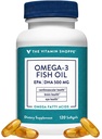 Der Vitamin Shoppe Omega 3 Fischöl 1000mg, EPA 300mg & DHA 200mg, Reinheit versichert, Molecularly Distilled to Support Cardiovascular, Joint and Brain Health (120 Softgels)