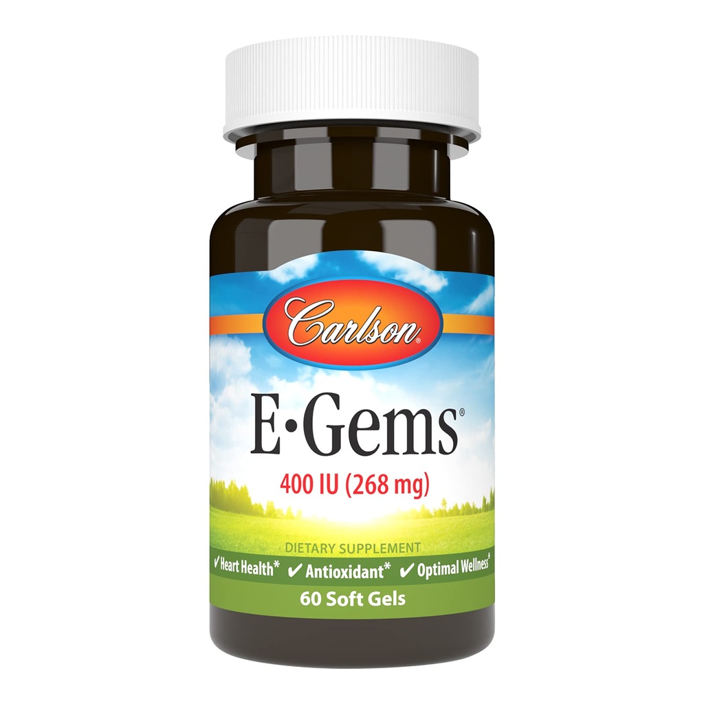 Carlson Labs E-Gems Vitamine E naturelle, 400 UI, 60 Softgels