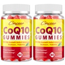 CoQ10 Gummis mit PQQ - 400 MG Coenzym Q10 Hohe Potenz, Verbessert mit Ayurvedic Kräuter, Adaptogene Pilzmischung & Probiotika für Herz, Gehirn, Energie, Immunität, Kirsche Flavor, 120 Vegan Gummis