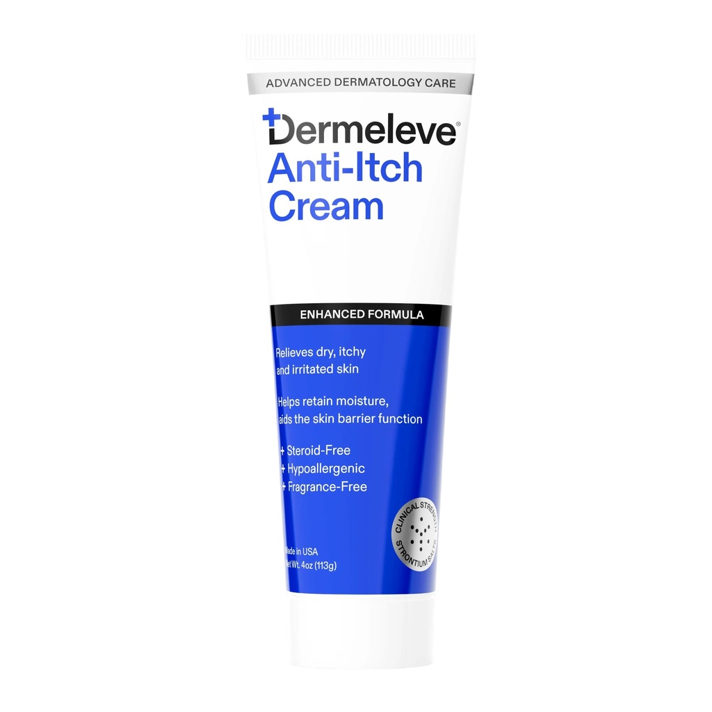Dermeleve Steroid Free Anti-Itch Cream | Extra Strength für Psoriasis, Seborrheic Dermatitis, Viral Rash, Bug Bites, Allergy, Chronic Hives, Neuropathie (Nerve) | Full Body Itch Relief | 4 oz (1 Pack)