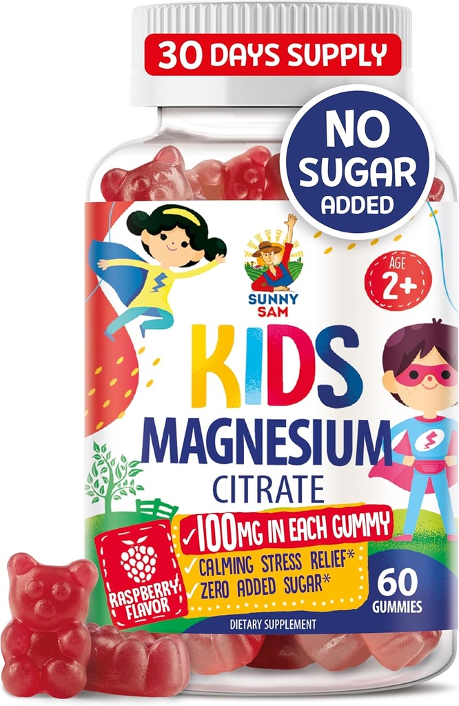 Magnesium Gummies for Kids & Adults - 100mg - Calm Magnesium Chews - Magnesium Citrate Chewable Supplement for Mood & Muscle Support - 60 Gummies
