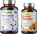 biophix B-3 Nicotinamid 500 mg 180 Vcaps - Kostenlose Vitamin C-1000 30 Tabletten - Nicotinic Amide Niacin Natural Flush-Free Vitamin Formula - Unterstützt Hautzellgesundheit