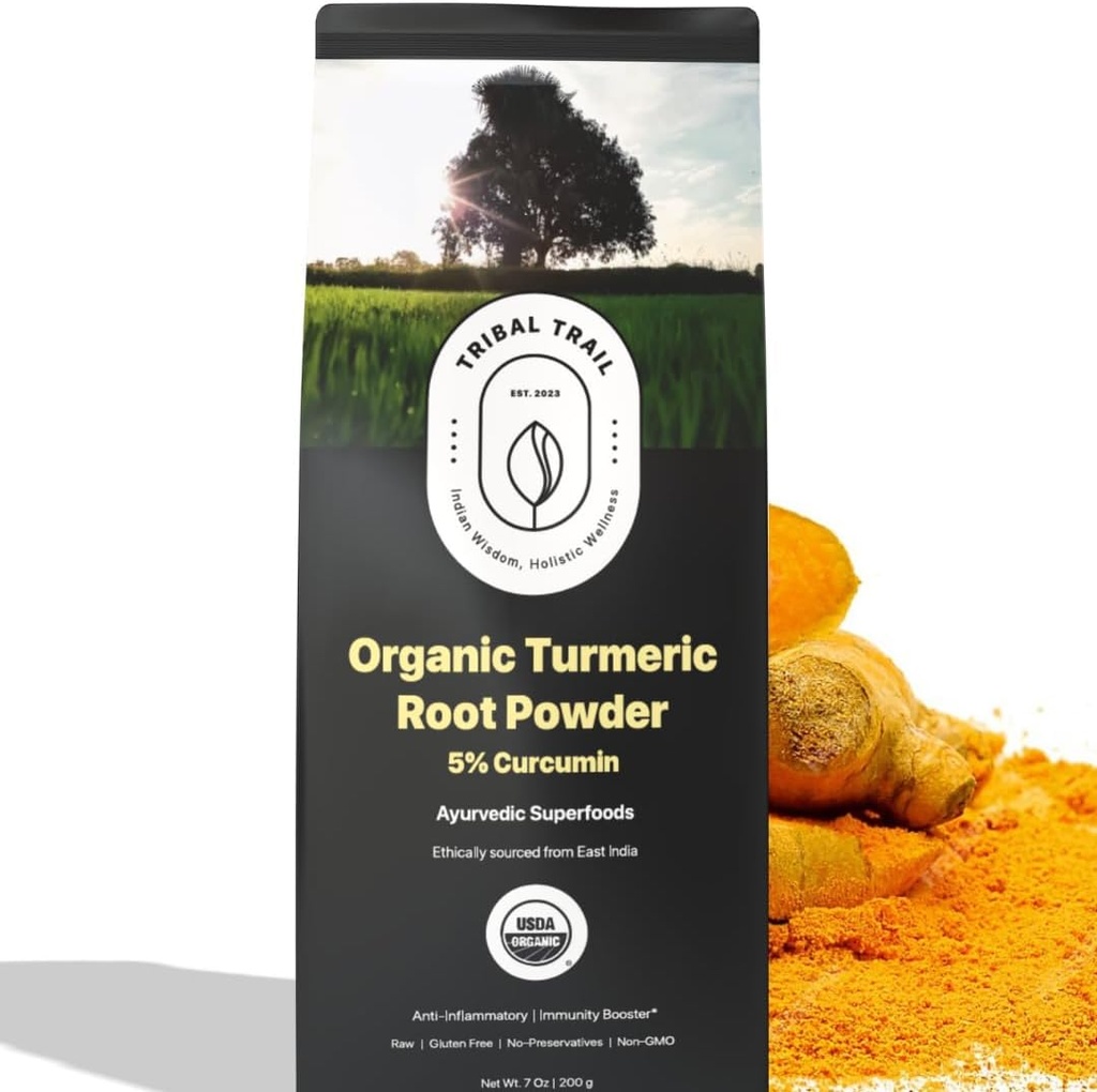 Organic Turmeric Powder | 7.05 oz | USDA Organic & Non-GMO | Turmeric Curcumin Supplement aus Indien | Lab Getestet für Reinheit | Reich an Antioxidantien