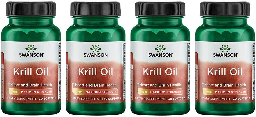 Swanson EFAs- Krill Oil - Maximale Stärke - 1 g, 30 Softgels (4 Packung)