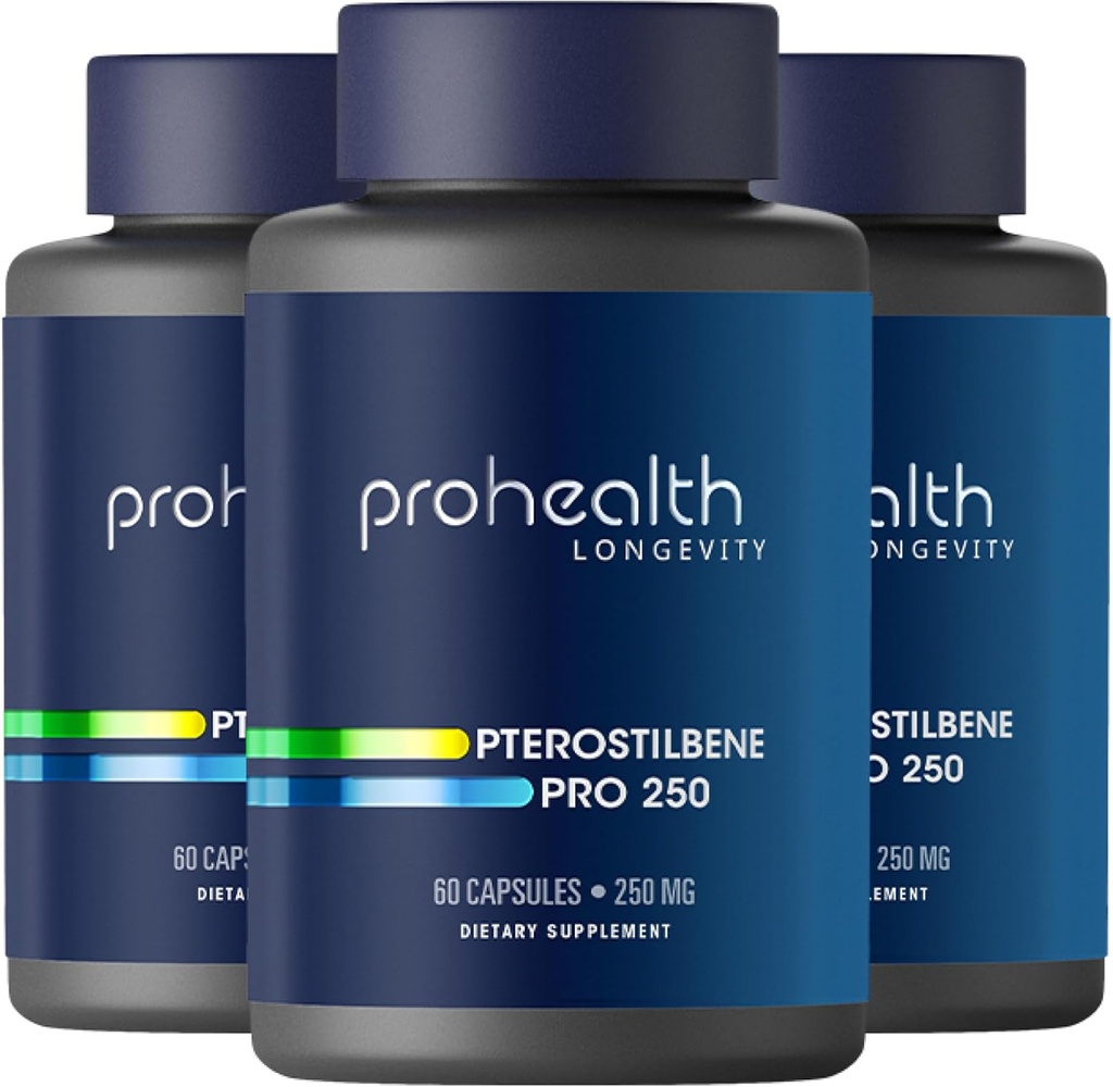 Pterostilben-Ergänzung (250mg, 60 Kapseln) | Klinisch bewiesen, Third-Party getestet Antioxidans für Herz- und Hirngesundheit | aktiviert Langlebigkeit Gene (3 Packung)