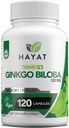 HAYAT Vitamine Vegan Ginkgo Biloba - Extra Strength 500 MG pro Servieren, unterstützt Hirnfunktion & Memory-Unterstützung, Certified Halal, 120 Kapseln, Made in USA