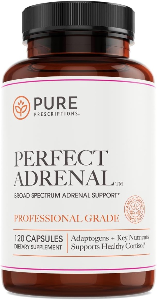 Pure Prescriptions Perfect Adrenal Support Supplement mit Vitamin, B6 für Erhöhte Stamina, Geförderte Fatigue Relief, Adrenal Function & Immune System Support - USA Made - 120 Count