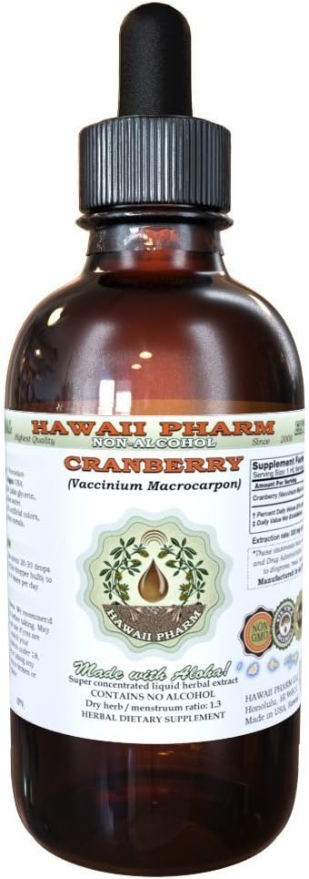 Cranberry Alcohol Free Liquid Extract, Cranberry (Vaccinium Macrocarpon) Getrocknete Berry Glycerite Hawaii Pharm Natural Herbal Supplement 2 oz