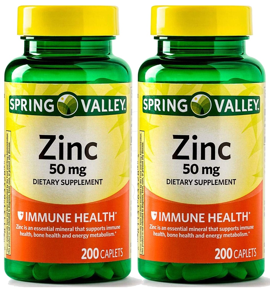 Spring Valley - Zink 50 mg, 200 Ct 2 Pack Zink-Ergänzung Spring Valley-Ergänzung ist für die tägliche Aufnahme geeignet.