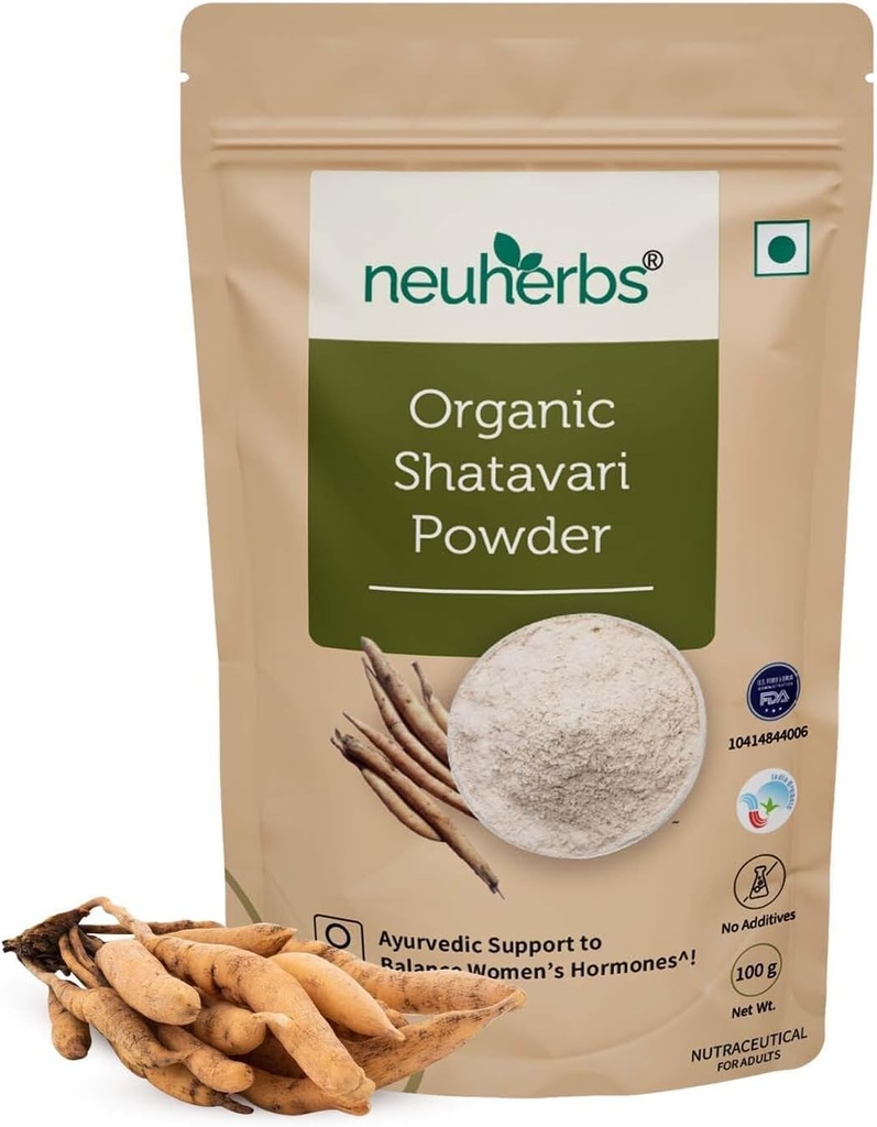 Poudre de Shatavari biologique. Support ayurvédique pour équilibrer les hormones féminines. Supplément à base de plantes.