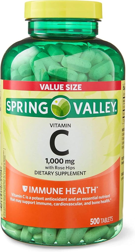 Jogi Vitamin C mit Rose HIPS Tabletten Nahrungsergänzungsmittel Größe, 1000 mg, 1.000 mg Vitamin C und 8 mg Rose HIPS pro Tablette 500 Graf