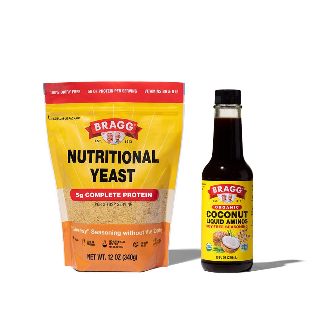 Bragg Premium 12 Unze Nutritional Yeast Seasoning Pouch - Vegan, Gluten Free Cheese Flakes and Coconut Aminos, All Purpose Seasoning, 10 Oz, Single