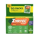Zyrtec 24 heures sur 24 comprimés antiallergiques, antihistaminique intérieure et extérieure antiallergique médecine + Cétirizine HCl, soulagement du nez runny, éternuement, et yeux démangeaisons, paquets simples, 14 x 1 ct Packets