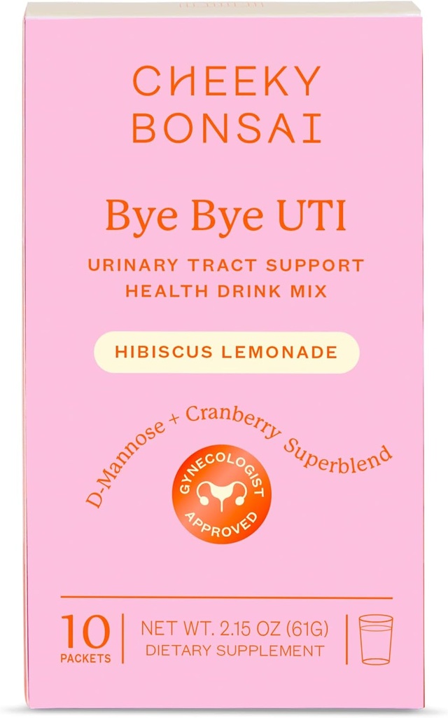 Cheeky Bonsai, Santé Urinaire Packs d'hydratation, Flush & Protégez le piège urinaire avec D-Mannose, canneberge et électrolytes, Hibiscus Lemonade Flavor (10 Packets) Pas d'ajout de sucre, végétalien et sans gluten