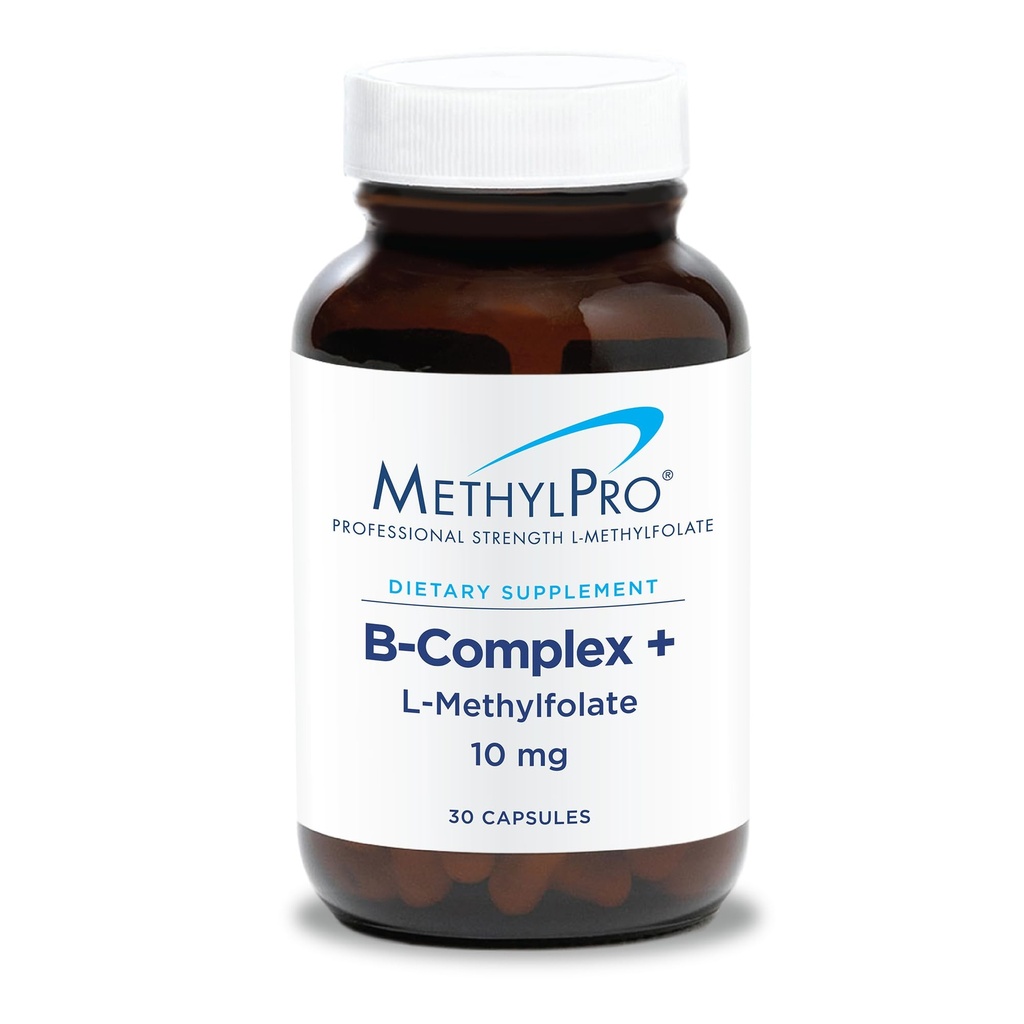 MethylPro B-Complex + L-Methylfolat 10 mg - Methylierter Vitamin B-Komplex für Frauen und Männer, Cellular Energy Support mit Folat, Niacin und Biotin, VIT B Supplement - 30 Vegan Kapseln