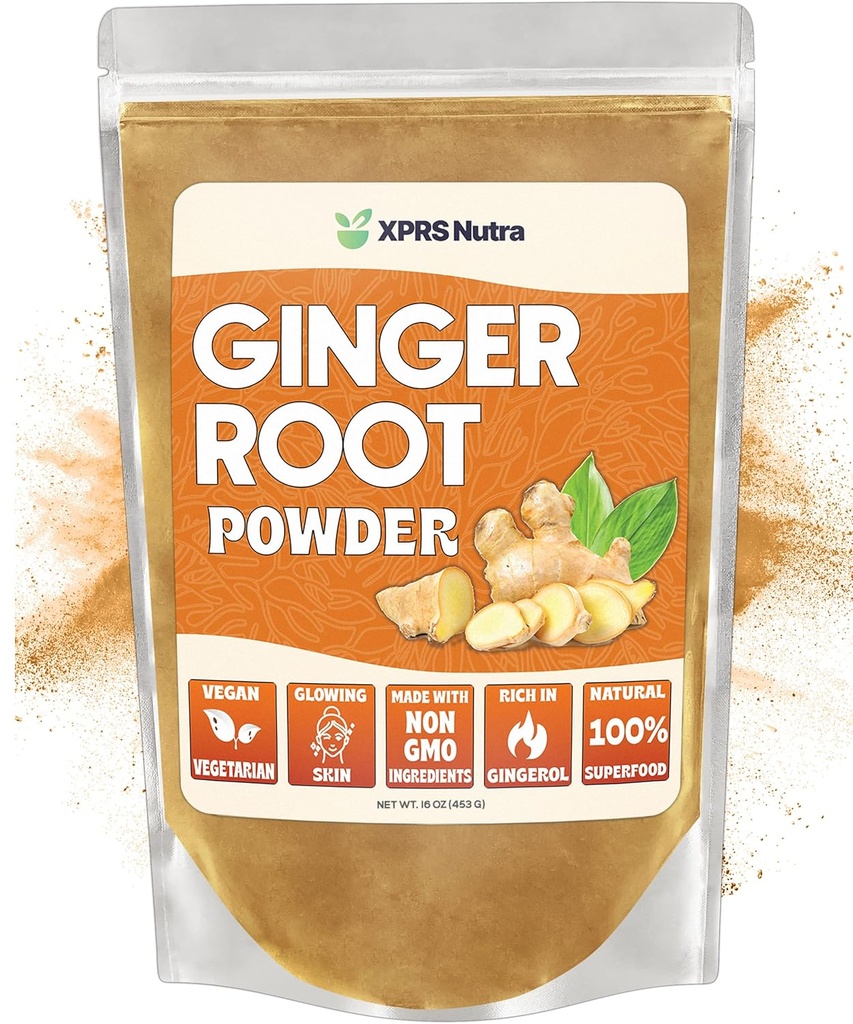 XPRS Nutra Ginger Powder - Premium Ground Ginger Root Powder mit Potent Spicy Flavor - Ground Ginger Powder - Vegan Friendly Sustainable Grown Powder Ginger (16 Unze)