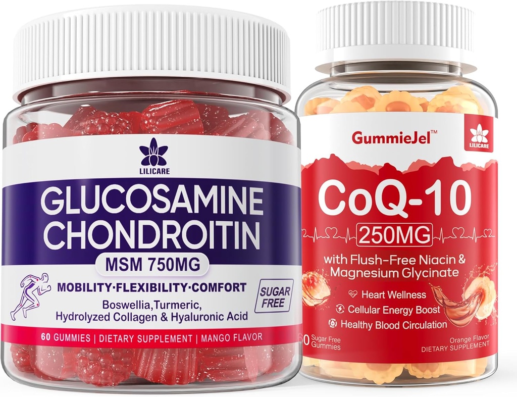 Zucker freie Glucosamin Chondroitin MSM 120 Zähler + CoQ10 250mg gefüllte Gummi 60 Zähler