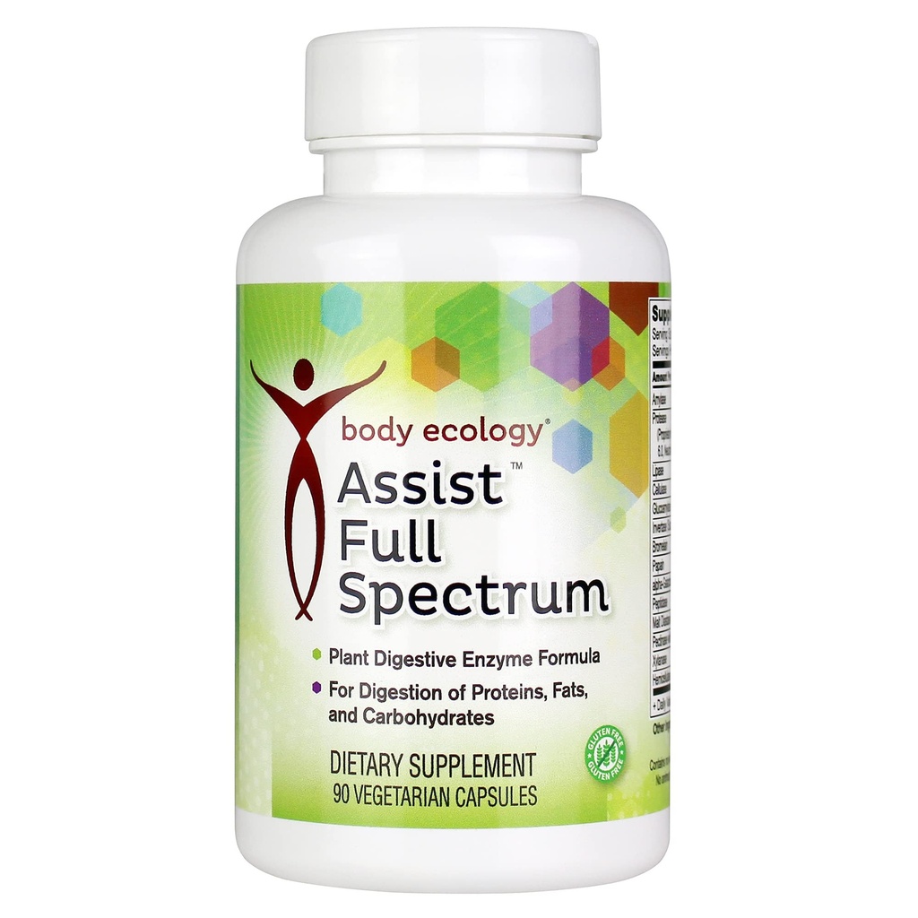 Body Ecology Assist Full Spectrum Enzymes | Plant Digestive Enzyme Supplement | Healthy Digestion and Absorbs Nutrients | 90 Vegetarian Count