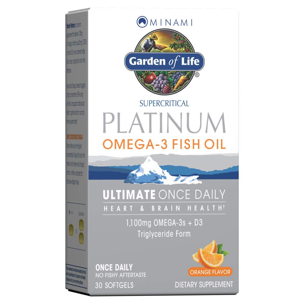 Garten des Lebens Minami Superkritisches Platinum Omega 3 Fischöl-Ergänzung - Orange, 30 Softgels, Ultimate Once Daily Fish Oil Omega 3 for Heart & Brain Health, 1100mg Omega-3s + 1.000 IU Vitamin D3