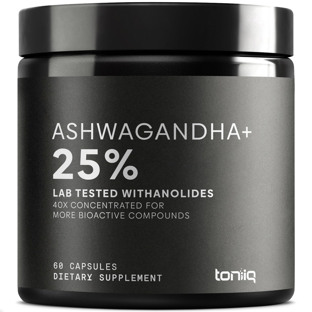 Ashwagandha - Ultra High Potency 40:1 Extrakt mit 25% Withanolides - Wild Harvested in Indien - Hochkonzentriertes & Third-Party-Lab getestet - 60 Kapseln