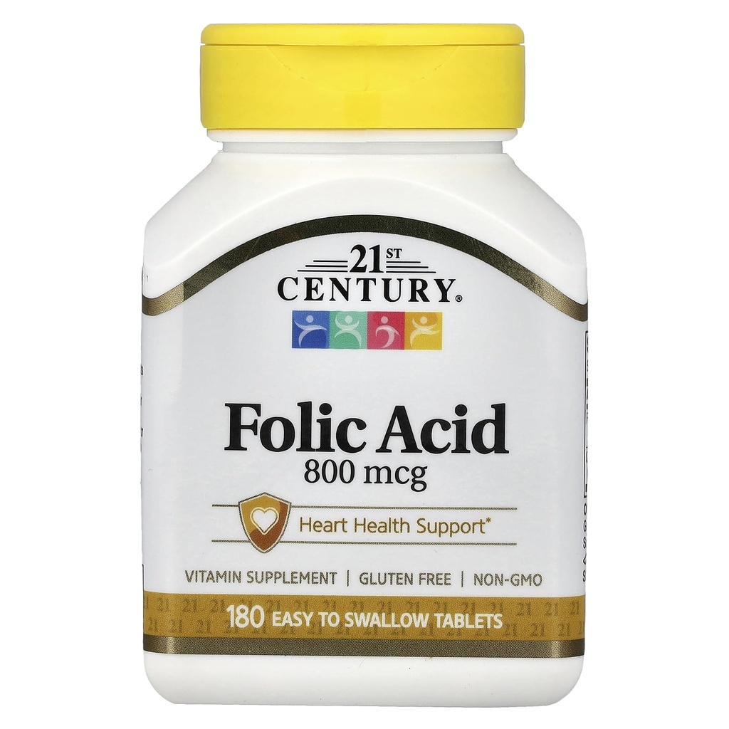 21st Century 800 mcg Folsäure Tabletten, sortiert, 180 Zähler