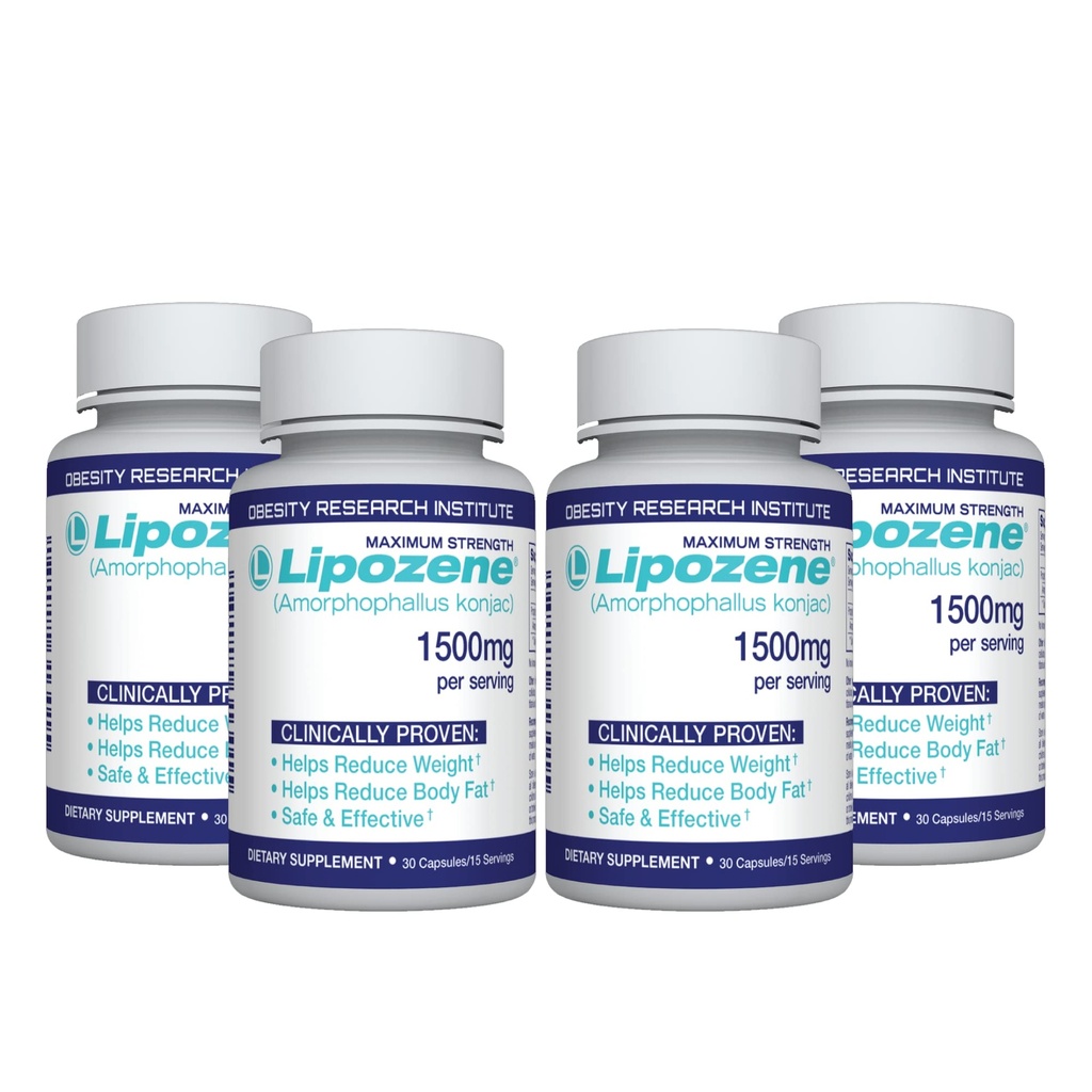 Lipozen Diät Pillen - Weight Loss Supplement - 4 Flaschen von 30 Kapseln Jeder, insgesamt 120 Kapseln!