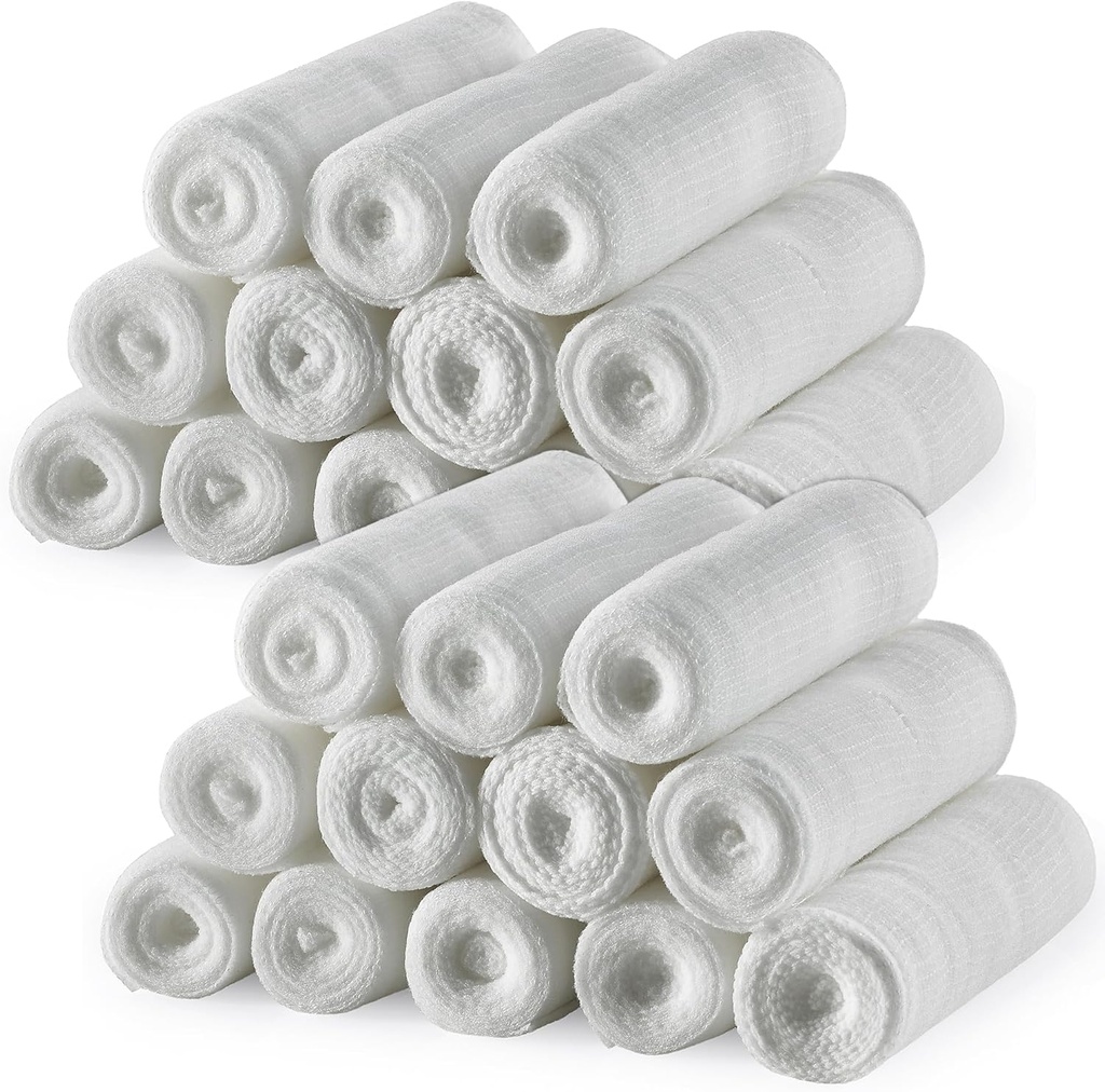 MEDca Gauze Bandage Rollen - (24 Pack) 4 in x 4.1 Yards pro Rolle, Medical Grade Stretch Wrapping für Dressing Alle Arten von Wunden und Erste Hilfe Kit (4-Zoll, 24 Stück)