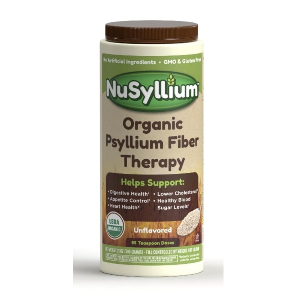 NuSyllium Psyllium Husk Powder USDA Organic, 21 Oz, Nahrungsfaser-Ergänzung mit braunem Zucker, hilft, Verdauungsgesundheit zu fördern* Entflammt, 85 Servierungen