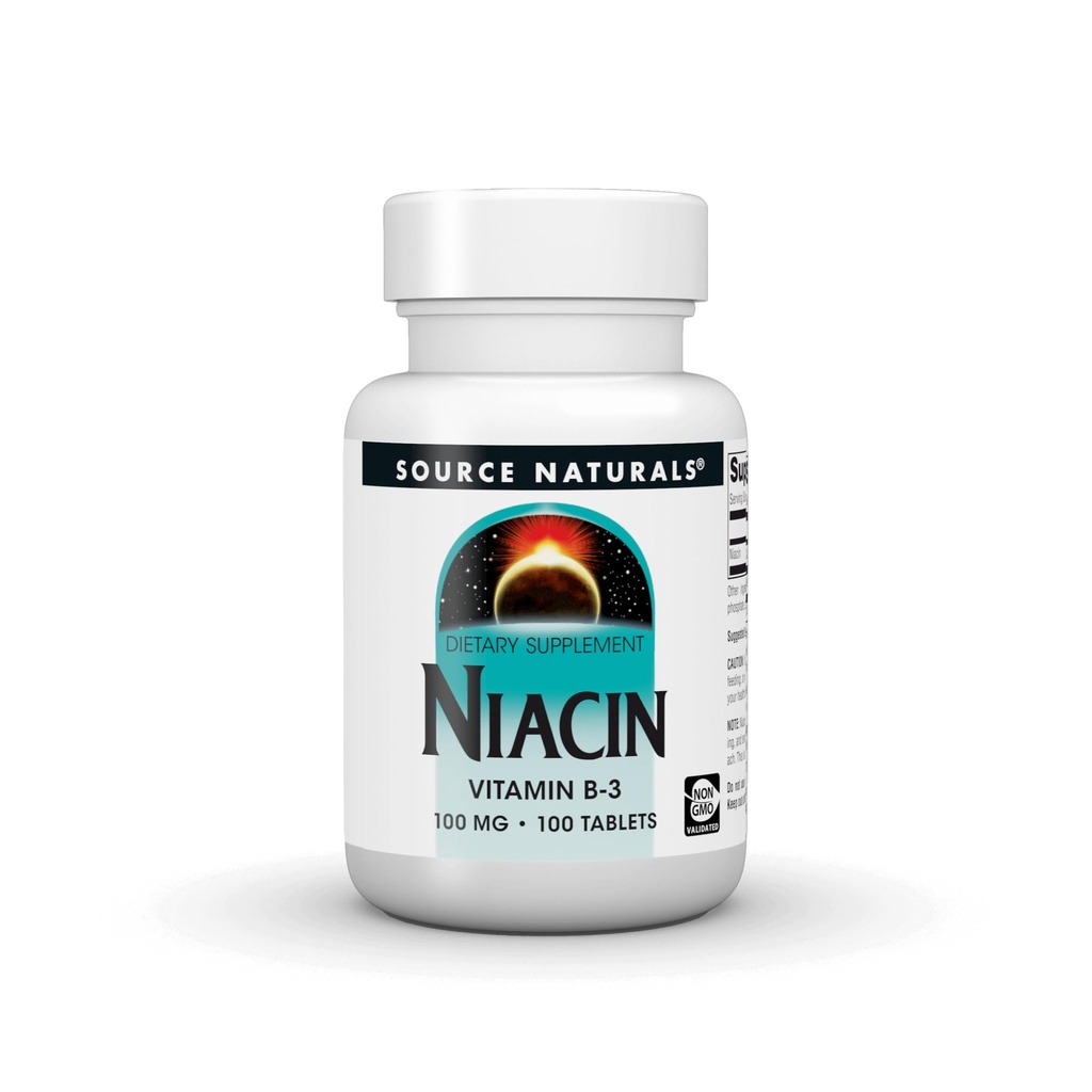 Source Naturals Niacin, Vitamin B-3, Non-GMO - 100 mg - 100 Tablets