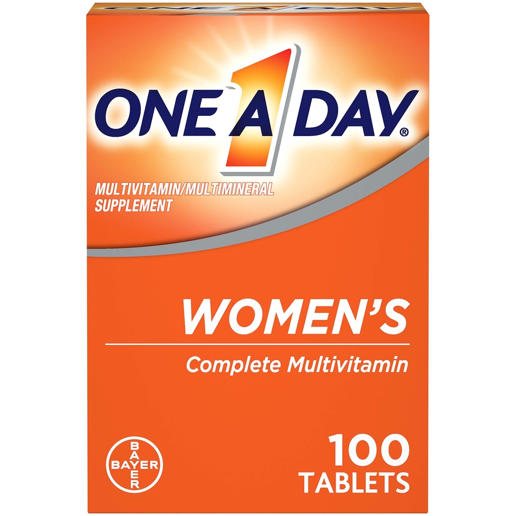 Ein Tag Frauen Multivitamin, Nahrungsergänzung mit Vitamin A, Vitamin C, Vitamin D, Vitamin E und Zink für Immun-Gesundheitsunterstützung, B12, Biotin, Calcium & Mehr, Tablet, 100