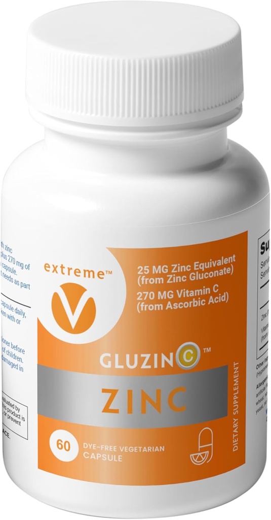 GluzinC Supplément de zinc et de vitamine C : 25 mg de gluconate de zinc + 270 mg d'acide ascorbique :