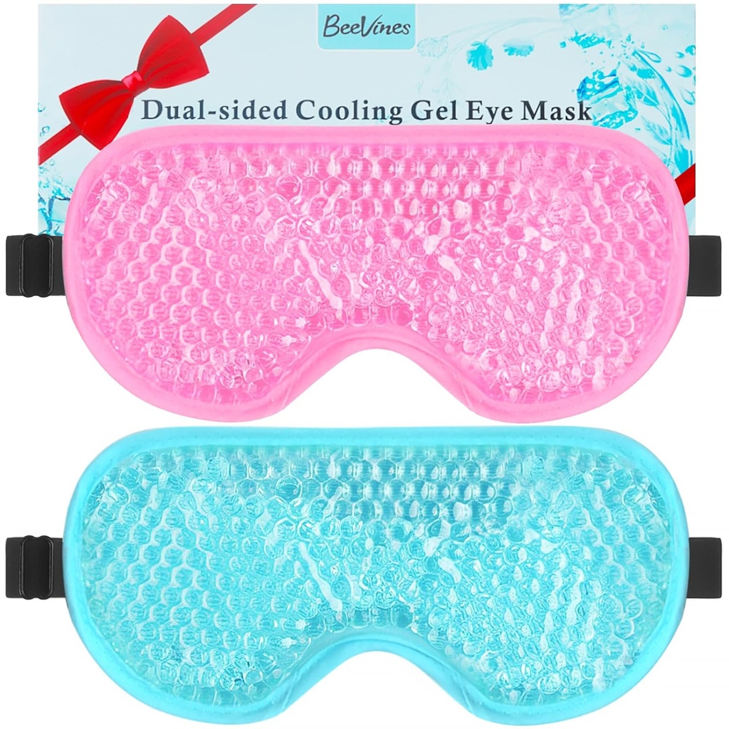 BeeVines Gel Eye Mask, 2 Pack Cooling Ice Masks für Puffy Eyes für Herren & Frauen, Kalt & Warm Compress für Postchirurgie, Puffiness, Allergien, Sinuses & Migraines Behandlung