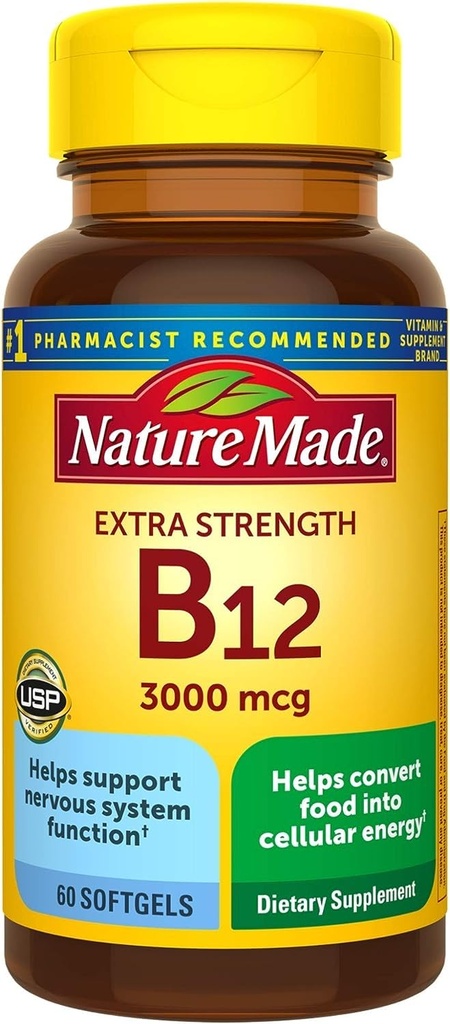 Extra Stärke Vitamin B12 3000 mcg Softgels, 60 Zähler