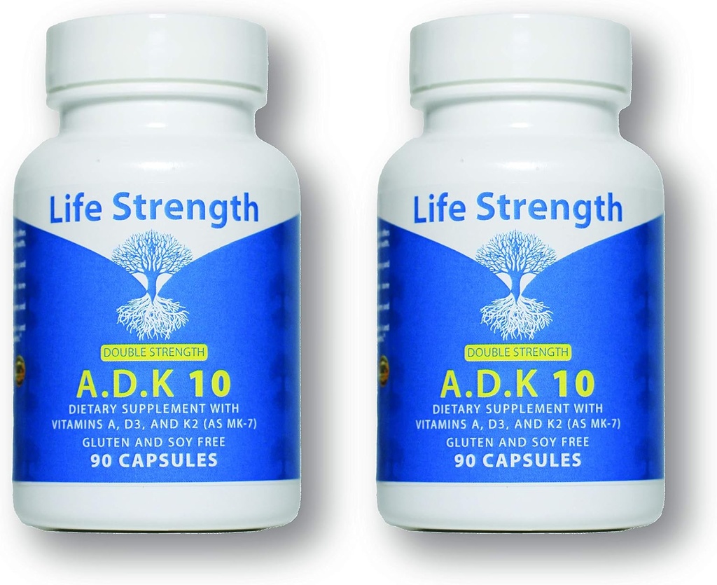ADK 10 Supplement (180 Count) - Physician Formulierte Vitamine A1, D3 & K2 (als MK7) für Knochengesundheit - Immunsystemunterstützung - Glutenfrei, Sojafrei, Non-GMO - 90 Kapseln