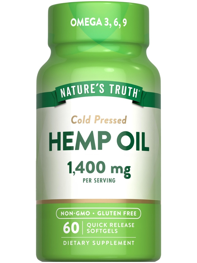 Nature's Truth Hanf Öl Softgels | 1400mg | 60 Count | Omega 3 6 9 | Kalt Pressed | Non-GMO & Gluten Kostenlose Ergänzung