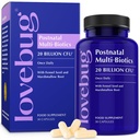 Lovebug Postnatal Probiotics - 20 Billion CFUs Multi Strain für Stillen -mit Fenugreek, Milchdistel & Fennel,Unterstützung Brustmilch & Gut Gesundheit, Postpartum Essentials, 30 Kapseln