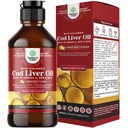Icelandic Wild Caught Cod Liver Oil Liquid - Fish Oil Drops mit Omega 3, EPA, DHA, Vitamin D & A - Liquid Cod Liver Supplement für Herz, Gelenk, Gehirn & Immununterstützung - 240 ml (8 Unze)